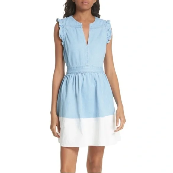 Kate Spade • Blue Cream Dip Dye Denim Dress - Picture 4 of 12